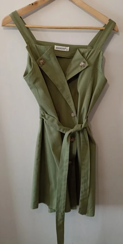Vestido Sahariano Verde Oliva 100% Algodão – T.36 (P) – photo 2